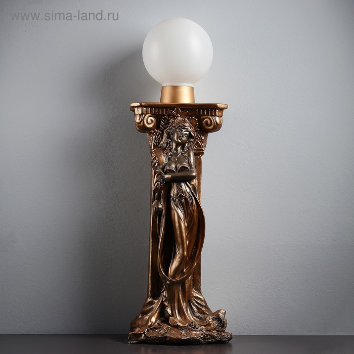 фото Лампа интерьерная "девушка у колонны" шар, чёрное золото 90см хорошие сувениры