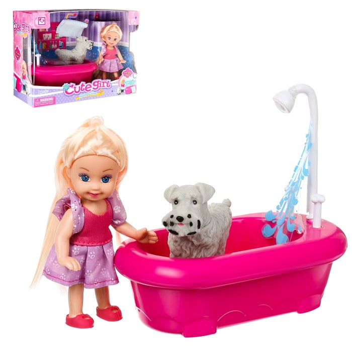 Кукла-малышка &quot;Ева&quot; в ванне, с собачкой и аксессуарами