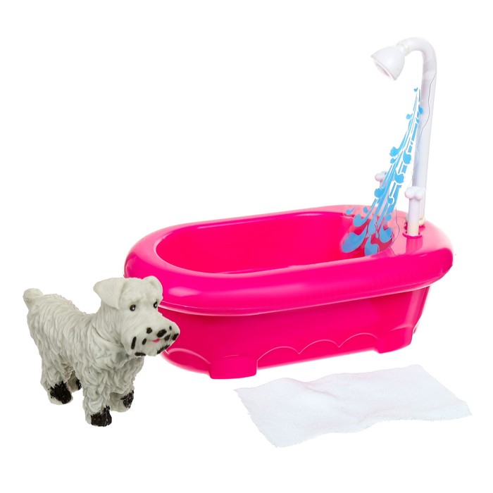 Кукла-малышка "Ева" в ванне, с собачкой и аксессуарами