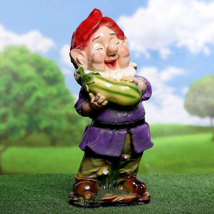 Садовая фигура "Гном с баклажаном" 49х21х22см микс