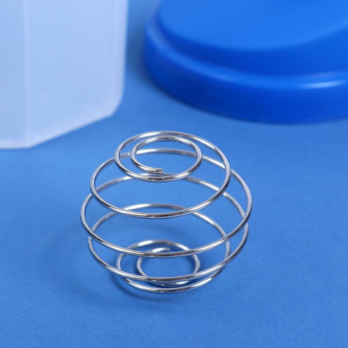 Шейкер 700 мл, с шариком, прозрачный, синий, 10х22 см