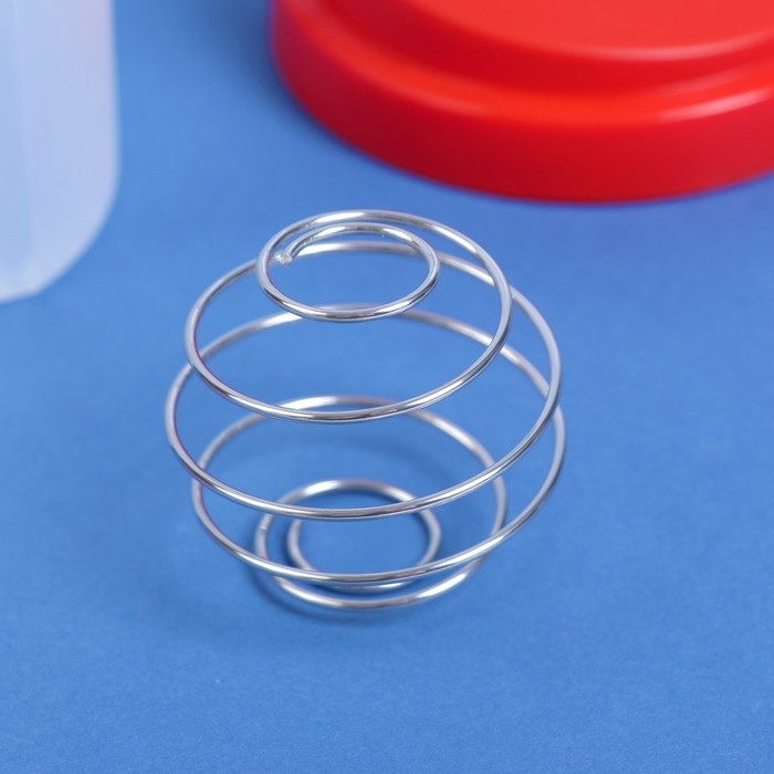 Шейкер 700 мл, с шариком, прозрачный, красный, 10х22 см