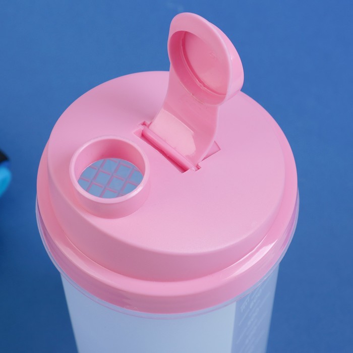 Шейкер 700 мл, с шариком, прозрачный, розовый, 10х22 см