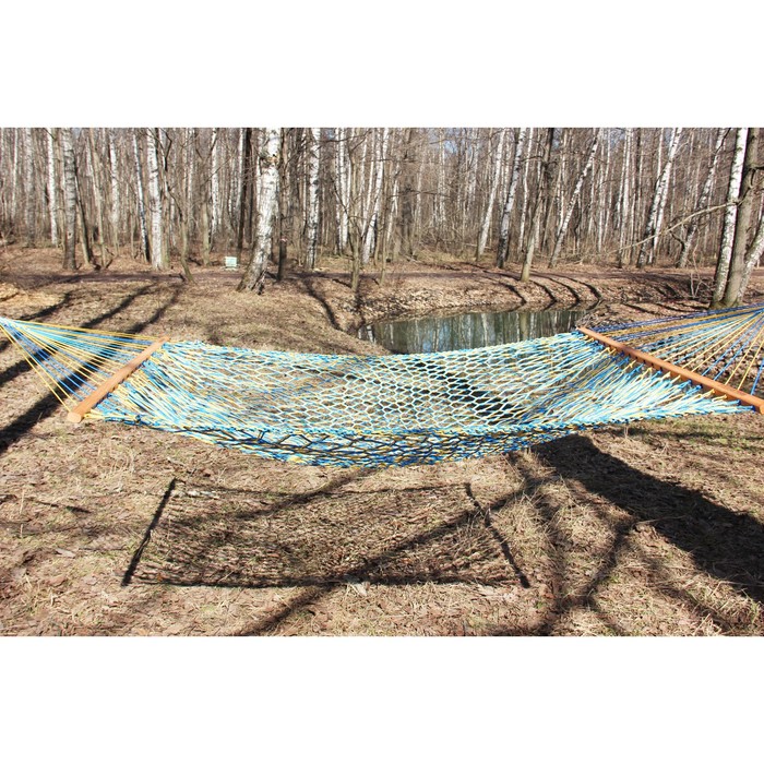 Гамак плетеный в две веревки полиамид желто-синий