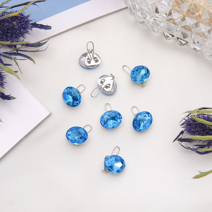 Зажим для волос "Роскошь" набор 8 шт голубой круг