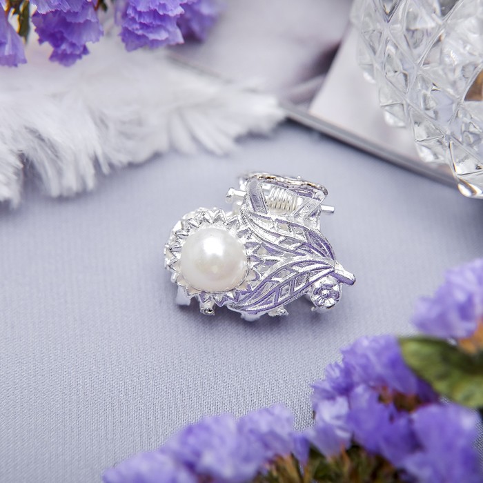 Краб для волос "Жемчужный" 2,5 см подсолнух