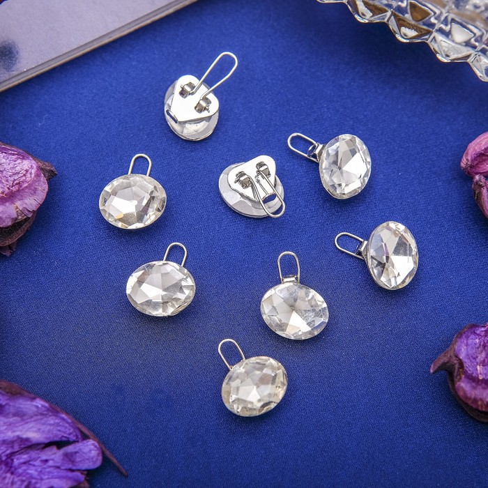 Зажим для волос "Роскошь" набор 8 шт белый овал