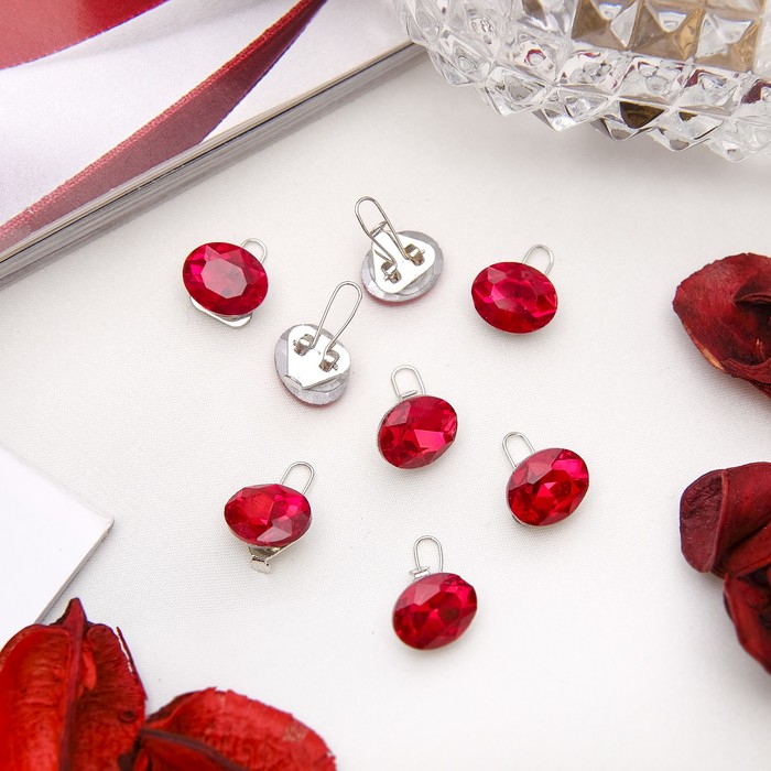 Зажим для волос "Роскошь" набор 8 шт красный овал