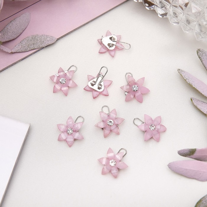 Зажим для волос "Цветок" набор 8 шт розовый