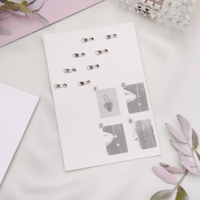 Зажим для волос "Цветок" набор 8 шт розовый