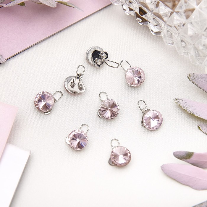 Зажим для волос "Роскошь" набор 8 шт розовый круг