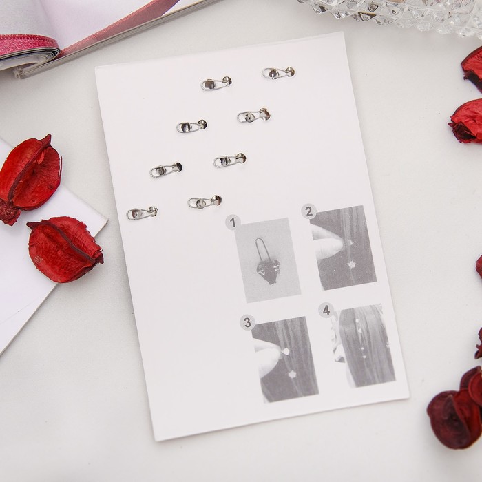 Зажим для волос "Роскошь" набор 8 шт красный круг