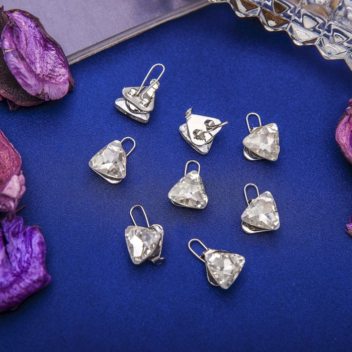 Зажим для волос "Роскошь" набор 8 шт белый треугольник