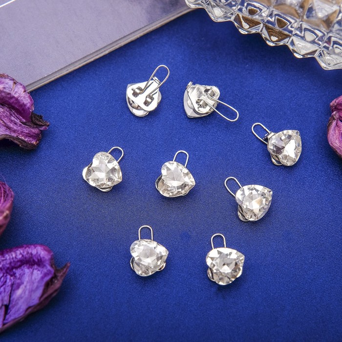 Зажим для волос "Роскошь" набор 8 шт белый сердечко