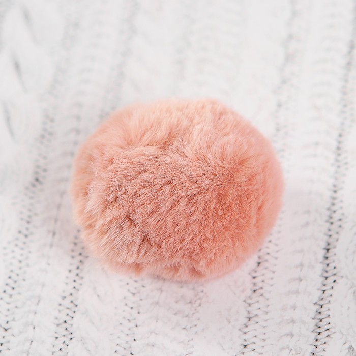 Помпон из искусственного меха, размер 1 шт 5 см, набор 3 шт, цвет пудрово-розовый