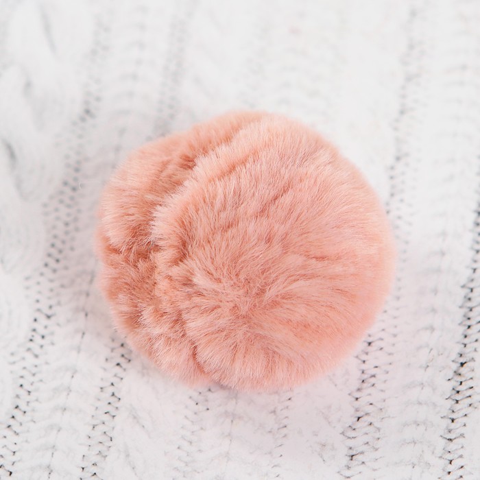 Помпон из искусственного меха, размер 1 шт 5 см, набор 3 шт, цвет пудрово-розовый