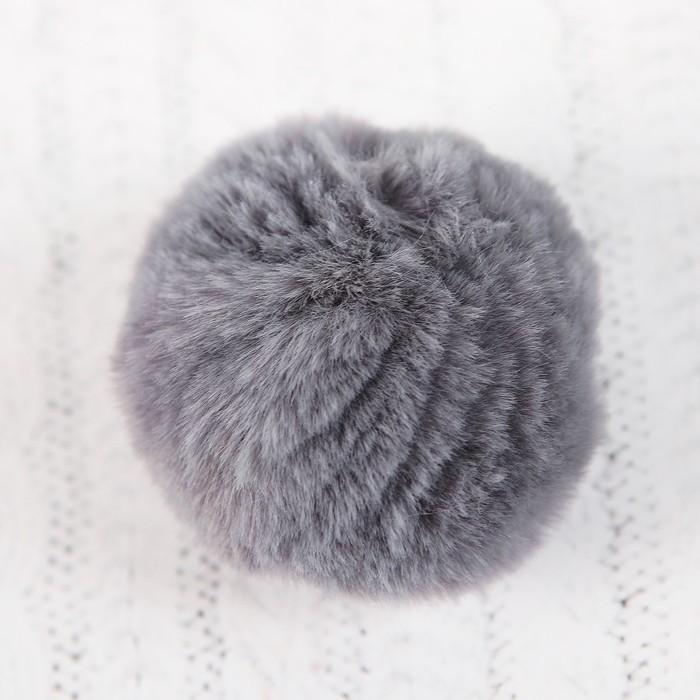 Помпон из искусственного меха, размер 1 шт 5 см, набор 3 шт, цвет сервый