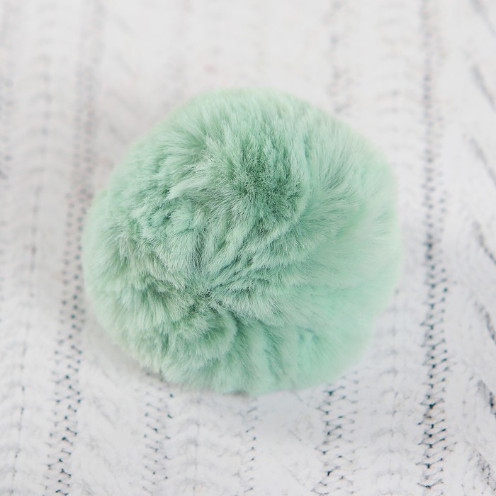 Помпон из искусственного меха, размер 1 шт 5 см, набор 3 шт, цвет нежно-зеленый