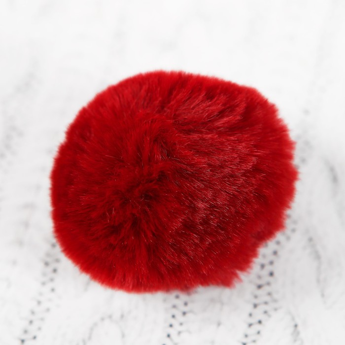 Помпон из искусственного меха, размер 1 шт 4 см, набор 3 шт, цвет бордовый