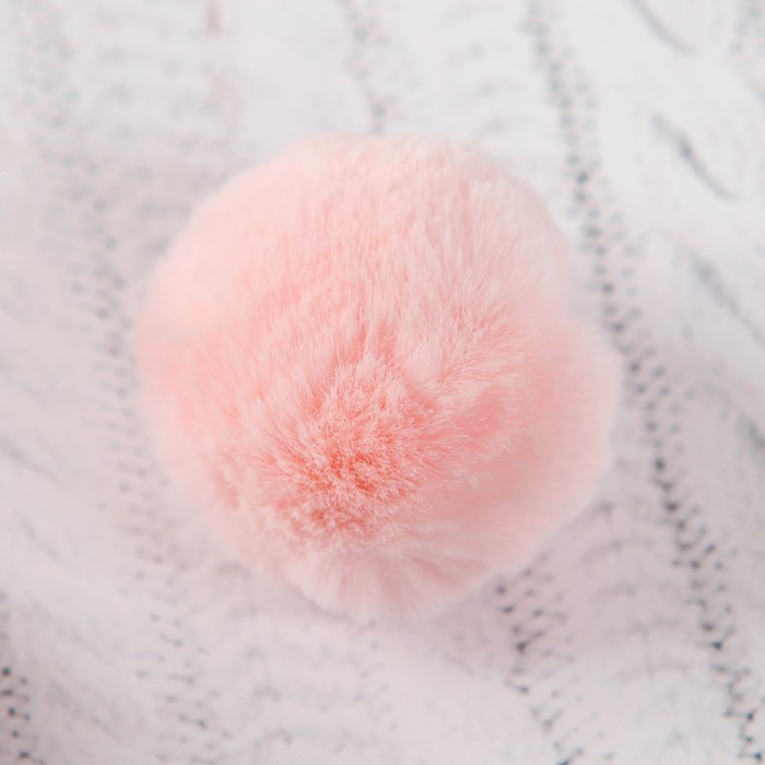 Помпон из искусственного меха, размер 1 шт 4 см, набор 3 шт, цвет нежно-розовый