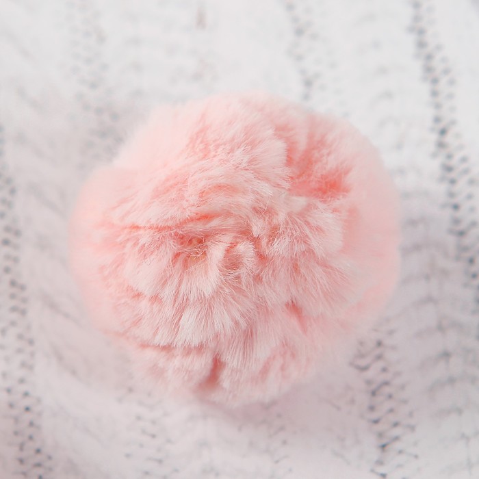 Помпон из искусственного меха, размер 1 шт 4 см, набор 3 шт, цвет нежно-розовый