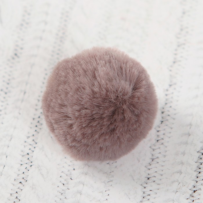 Помпон из искусственного меха, размер 1 шт 4 см, набор 3 шт, цвет светло-серый