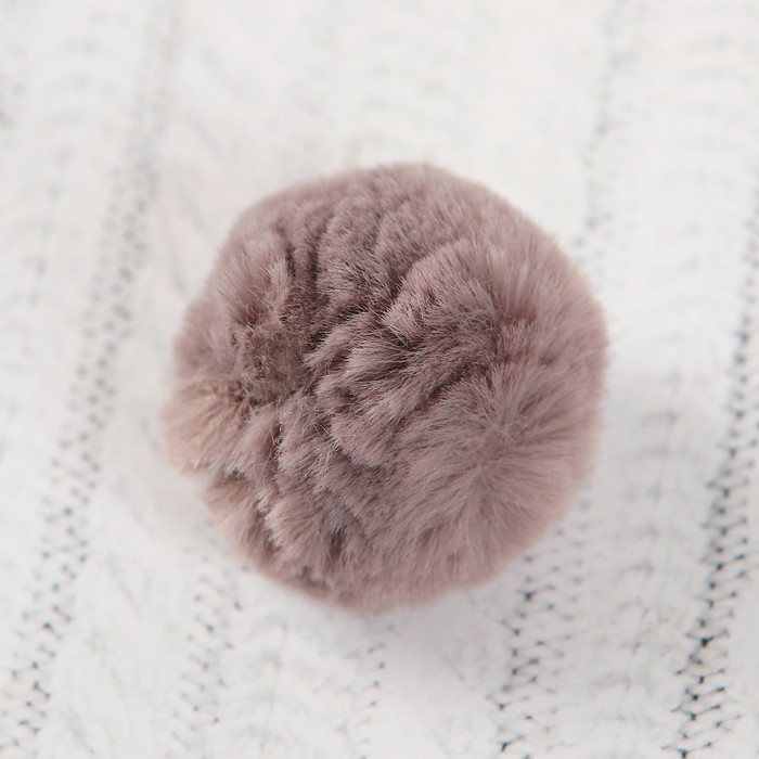 Помпон из искусственного меха, размер 1 шт 4 см, набор 3 шт, цвет светло-серый