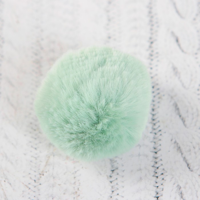 Помпон из искусственного меха, размер 1 шт 4 см, набор 3 шт, цвет нежно-зеленый