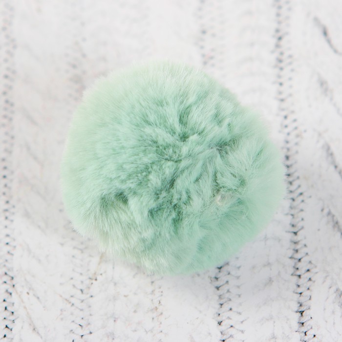 Помпон из искусственного меха, размер 1 шт 4 см, набор 3 шт, цвет нежно-зеленый
