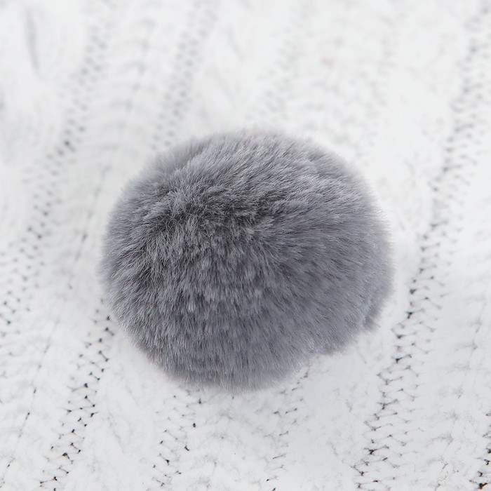 Помпон из искусственного меха, размер 1 шт 4 см, набор 3 шт, цвет серый