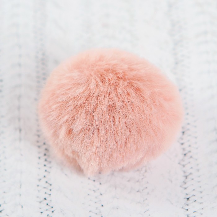 Помпон из искусственного меха, размер 1 шт 4 см, набор 3 шт, цвет розовый