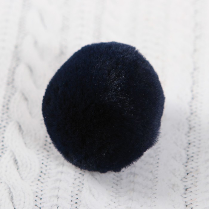 Помпон из искусственного меха, размер 1 шт 5 см, набор 3 шт, цвет синий