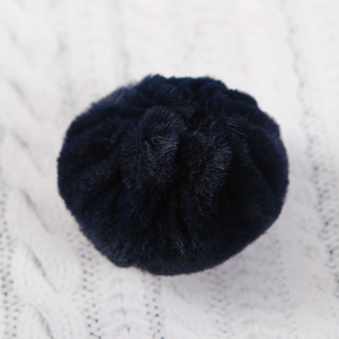 Помпон из искусственного меха, размер 1 шт 5 см, набор 3 шт, цвет синий