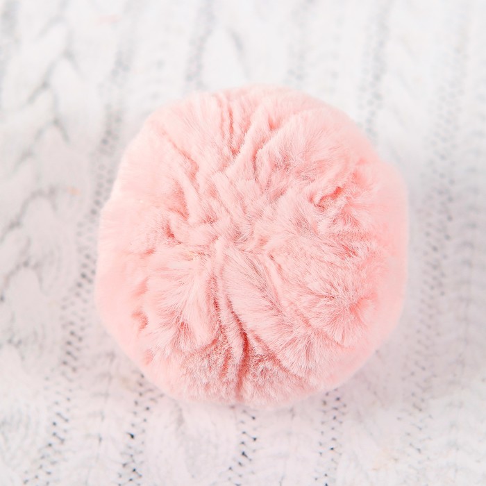 Помпон из искусственного меха, размер 1 шт 6 см, набор 2 шт, цвет розовый