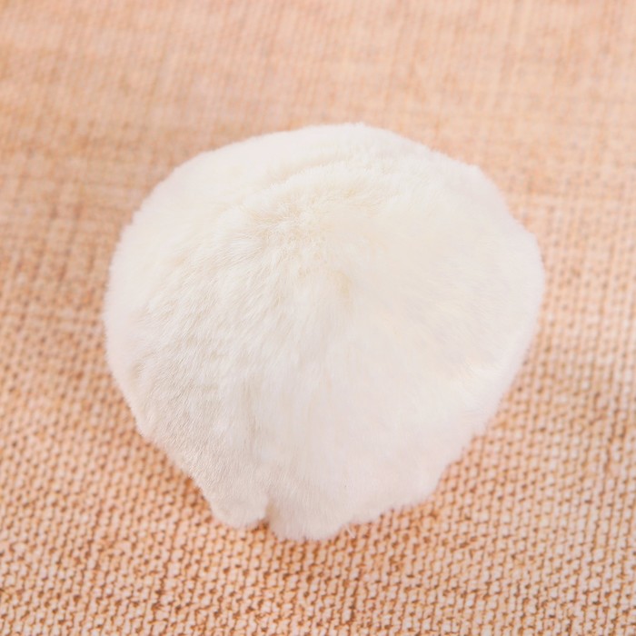 Помпон из искусственного меха, размер 1 шт 6 см, набор 2 шт, цвет кремовый