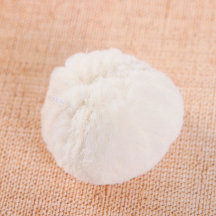 Помпон из искусственного меха, размер 1 шт 6 см, набор 2 шт, цвет кремовый