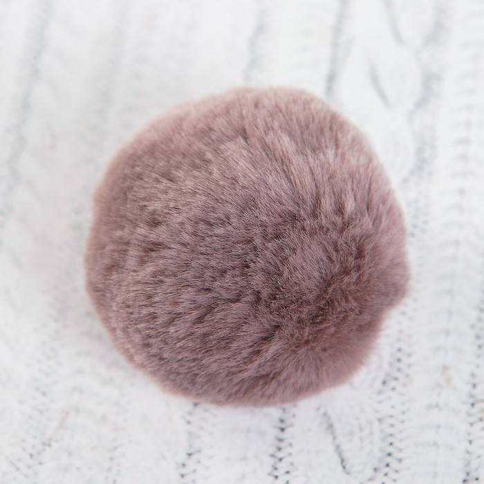 Помпон из искусственного меха, размер 1 шт 6 см, набор 2 шт, цвет серый