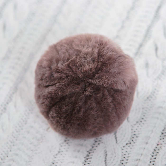 Помпон из искусственного меха, размер 1 шт 6 см, набор 2 шт, цвет серый