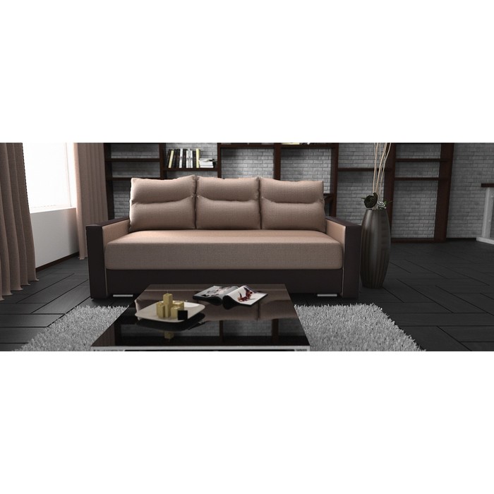 Диван "Софья", бельевой короб, механизм тик-так, цвет Savana Hazel/Teos Dark Brown