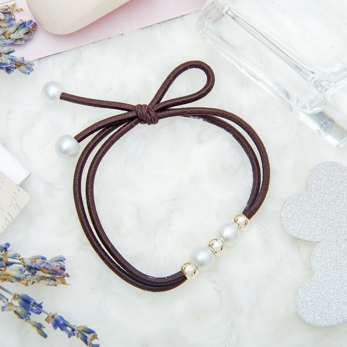 Резинка для волос "Жемчужный рай" (цена за штуку) белый