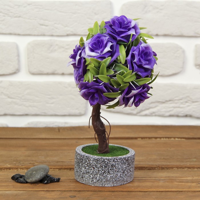 Бонсай "Деревце с розами" 8,5*8,5*21 см МИКС