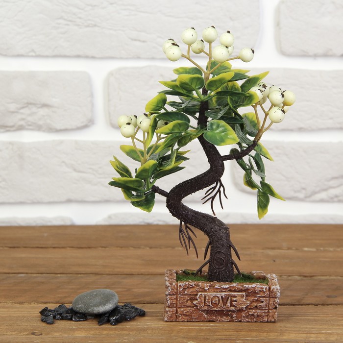 Бонсай "Снежноягодник" с тремя ветками 4,5*8,5*18 см МИКС