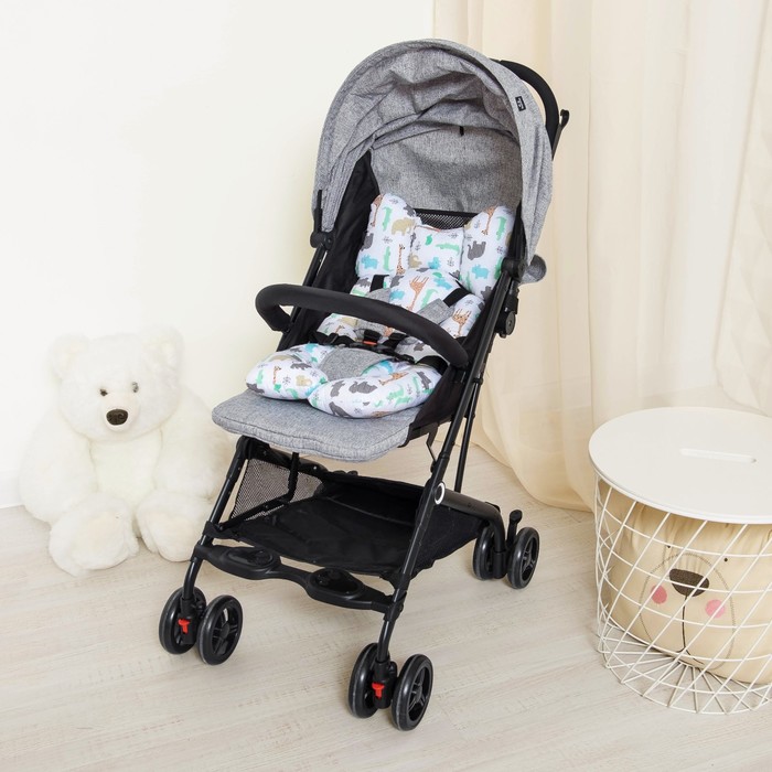 Подушка в коляску 34х70 цвет белый (зоопарк)