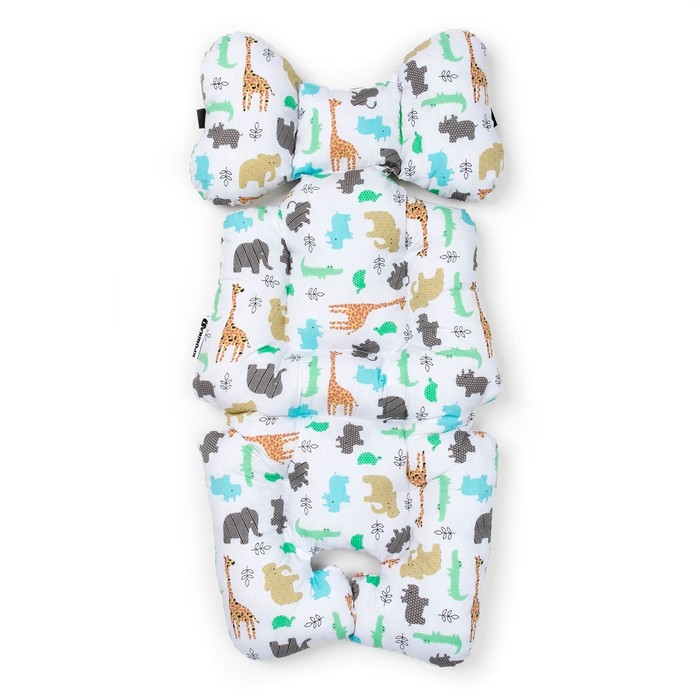 Подушка в коляску 34х70 цвет белый (зоопарк)