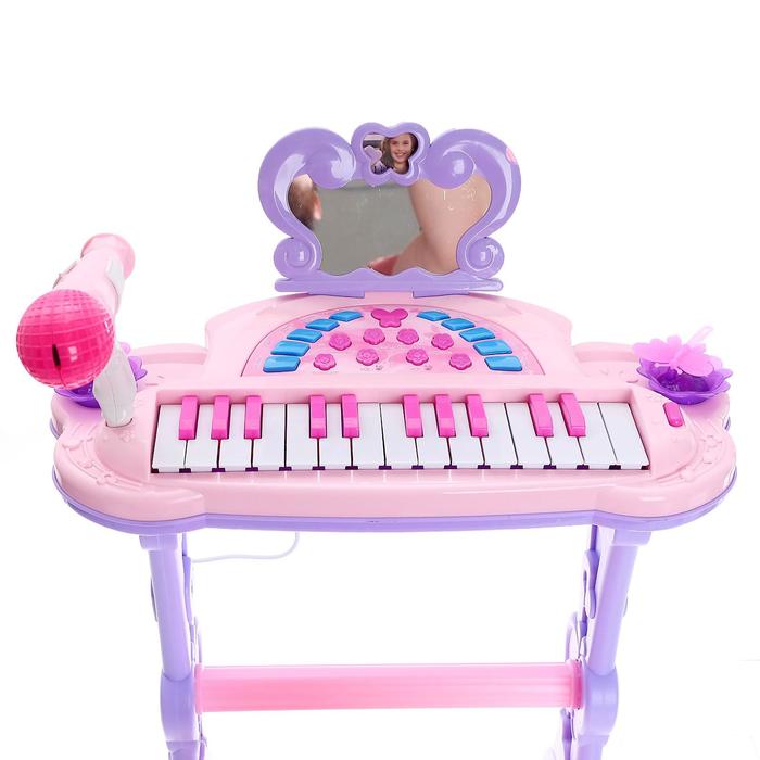 Пианино «Мечта девочки», с USB и MP3 - разъёмами, стульчиком, зеркалом, микрофоном