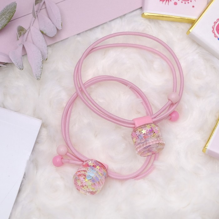 Резинка для волос "Карамельная радость" (цена за штуку) бусинки кружок