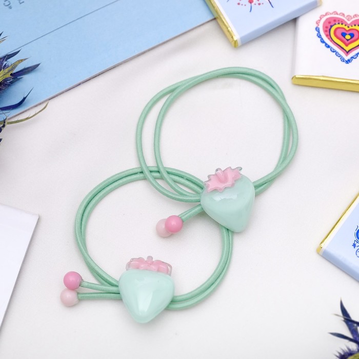 Резинка для волос "Карамельная радость" (цена за штуку) бусинки клубничка