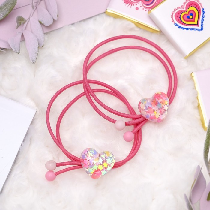 Резинка для волос "Карамельная радость" (цена за штуку) сердечко