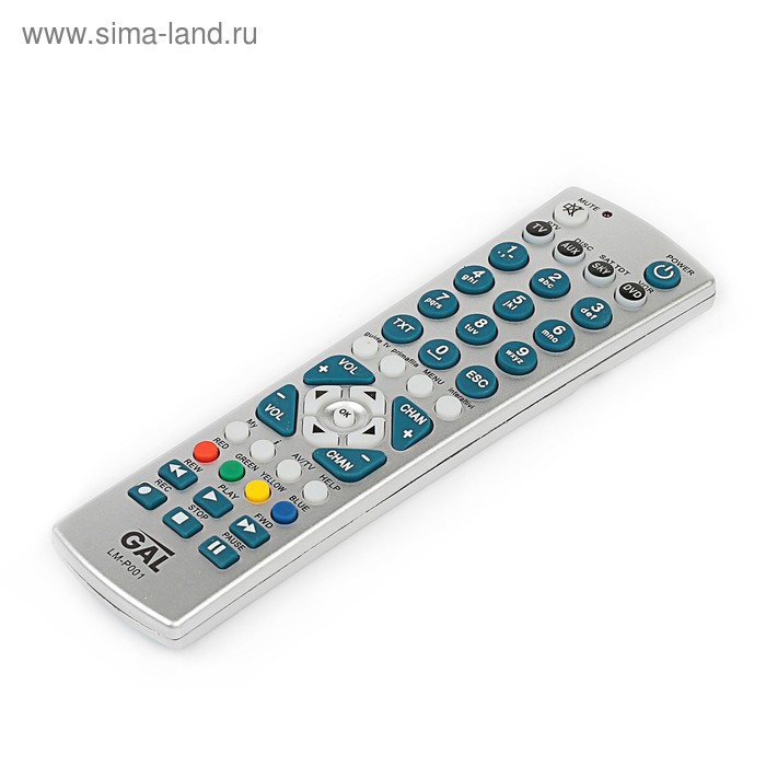 Пульт ДУ GAL LM-P001, для ТВ, Ресиверов, и т.д., 45 кнопок, универсальный, серый