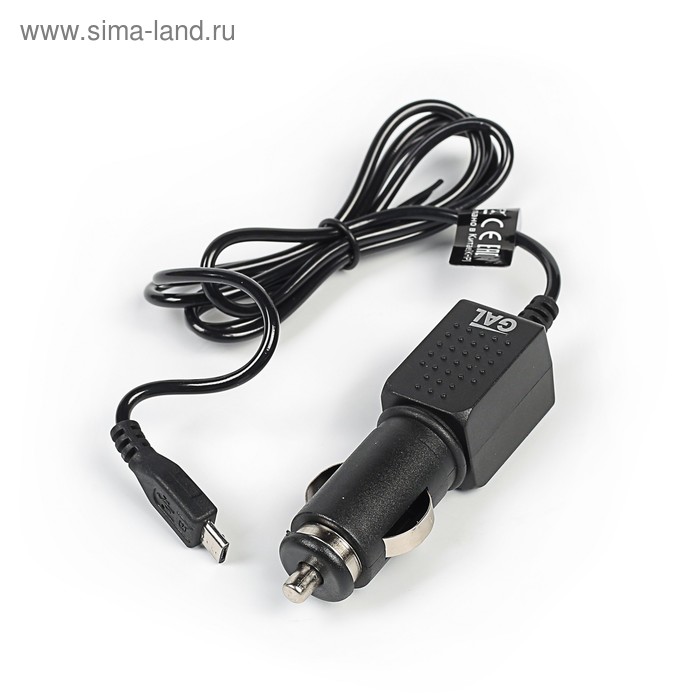 фото Автомобильное зарядное устройство gal, micro usb, 1 а, 1 м, черное